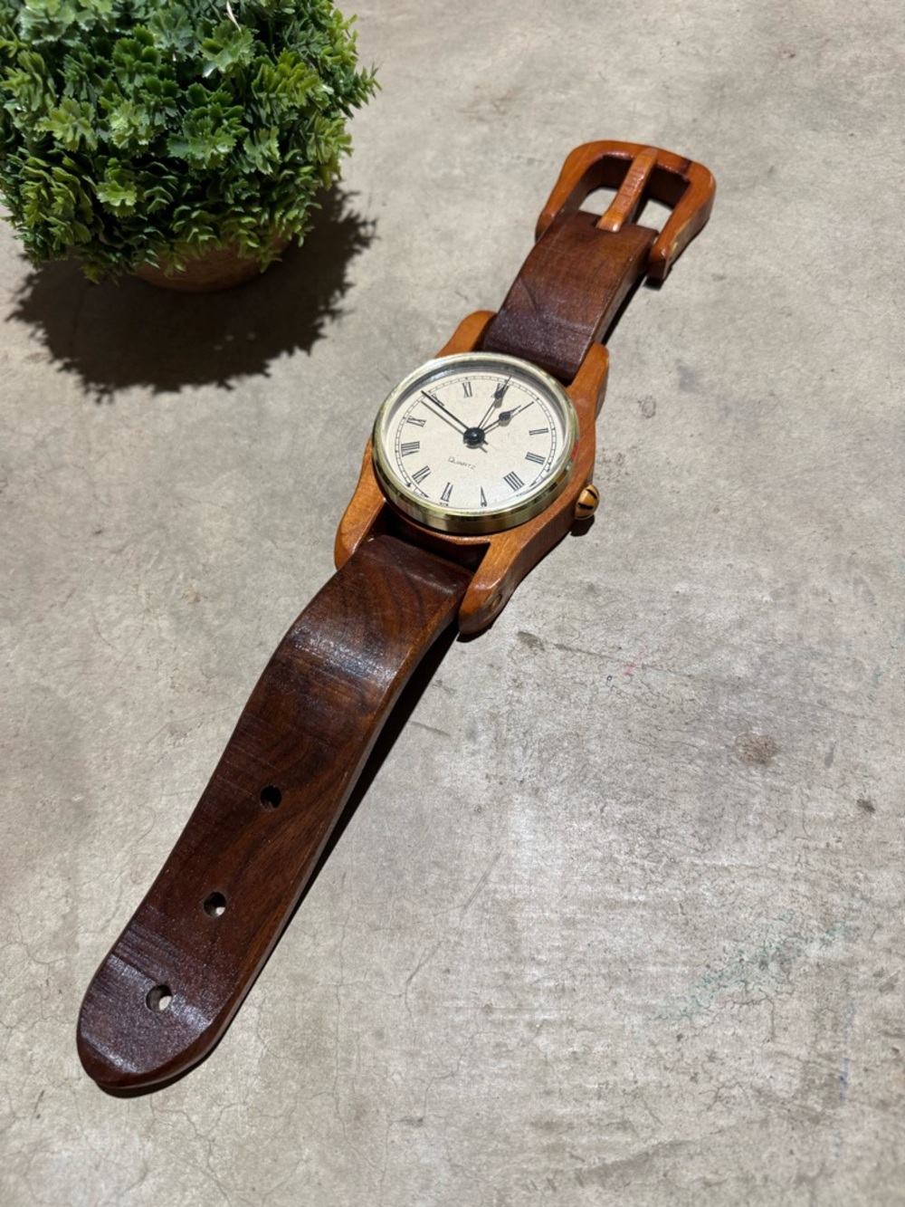 Vintage MCM Handmade Wooden Wrist Watch Clock Don Lofton Mid Century Retro